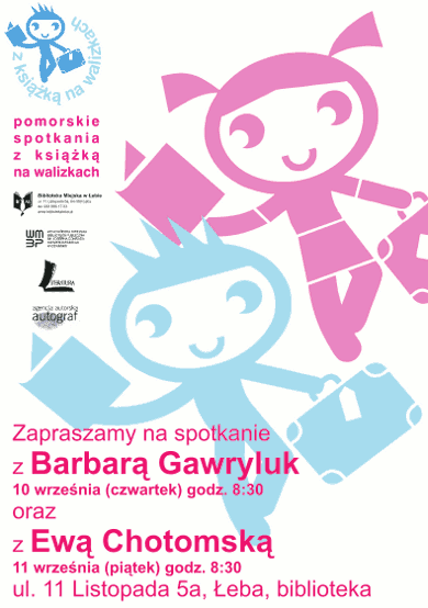 Z książką na walizkach - plakat